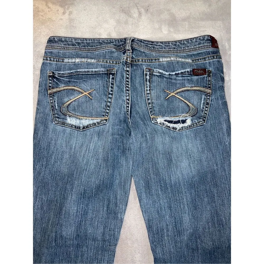 VINTAGE 00s y2k Silver Jeans Low Rise PRISM Flare Bootcut - Image 8