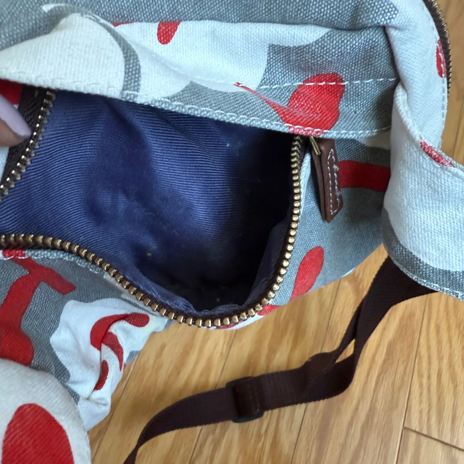 Maika Floral Print Belt Bag Gray White Red Hip Bum Waist Travel Bag - Image 7