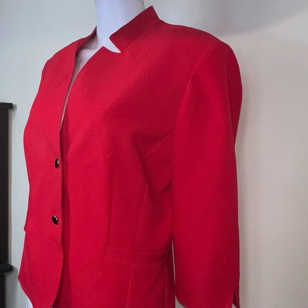 R&K Originals Vintage Cropped Red Power Blazer Size 12 - Image 10
