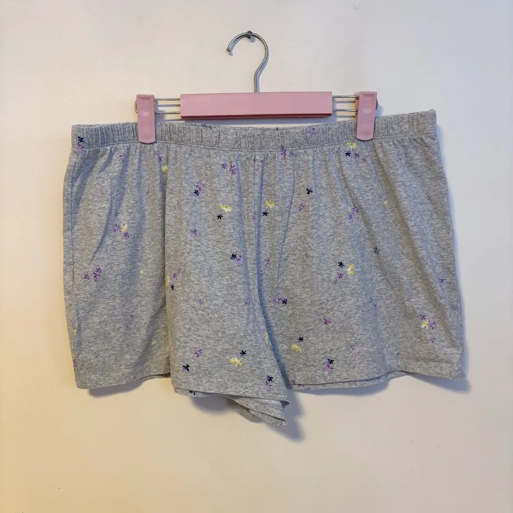 Sonoma Lounge Pajama Matching Set V Neck Short Sleeve Shorts Grey Floral Size XL - Image 4