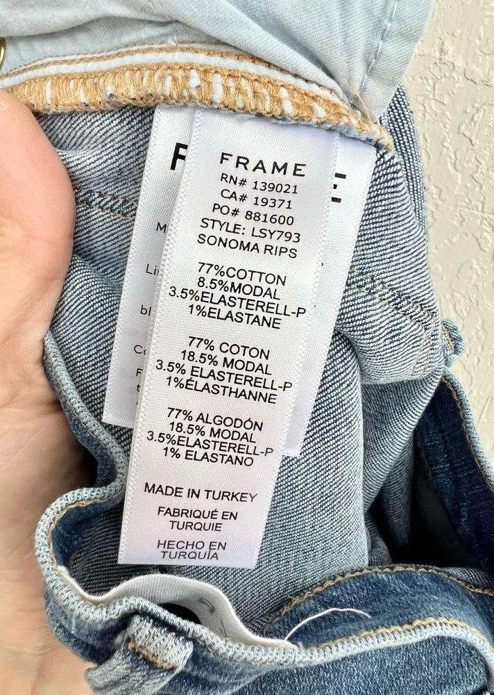 Frame High Rise Ly Sylvie Slender Straight Leg Jeans Denim Blue Women's Size 28 - Image 7