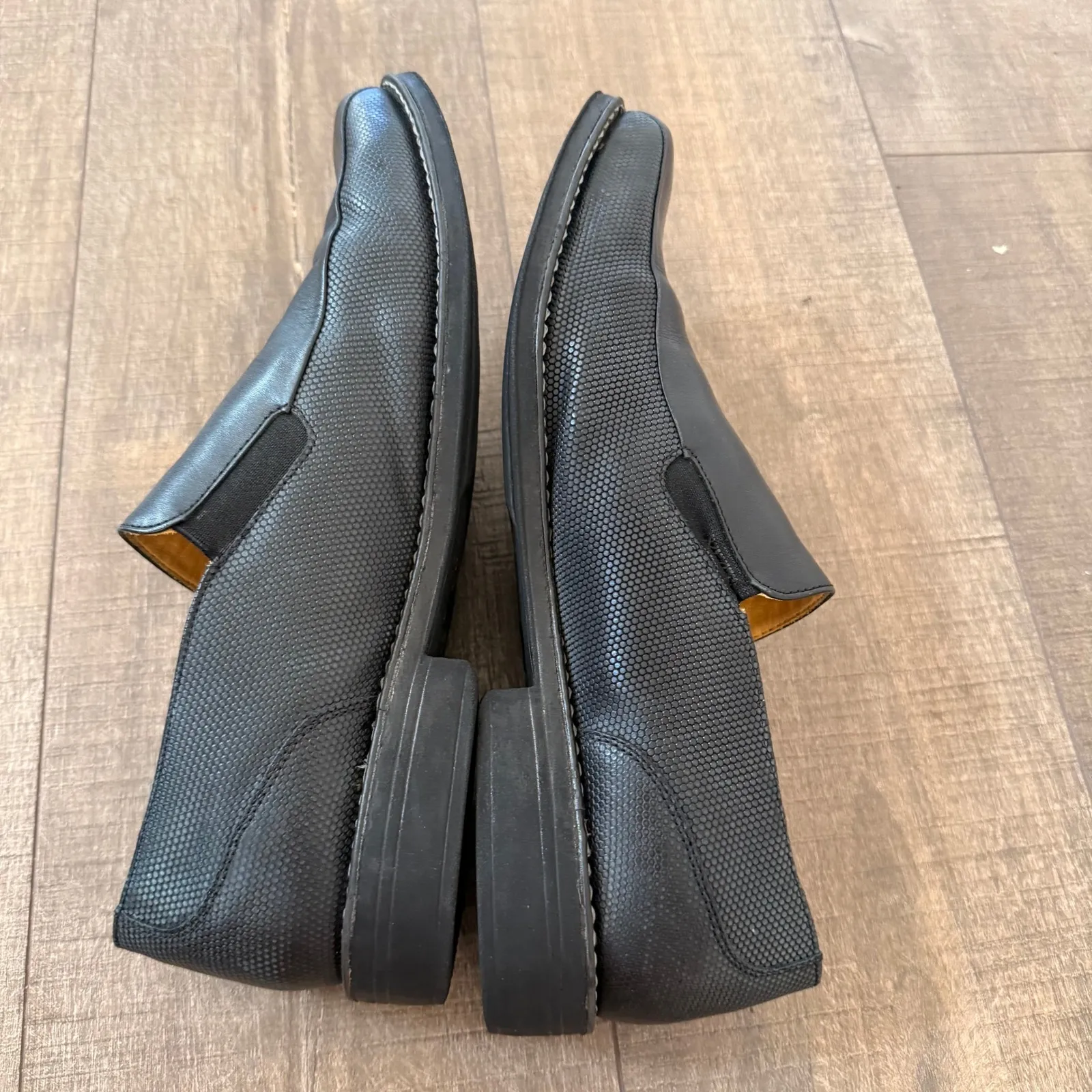 Sandro Moscoloni Mens Black‎ Leather Slip On Loafers Dress Shoes Size 11D Office Black - Image 6