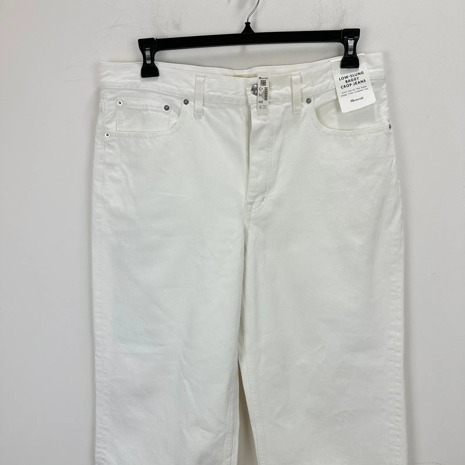 Madewell Low Slung Baggy Crop Jean Pure White Rigid Denim Relaxed US 30 NWT - Image 9
