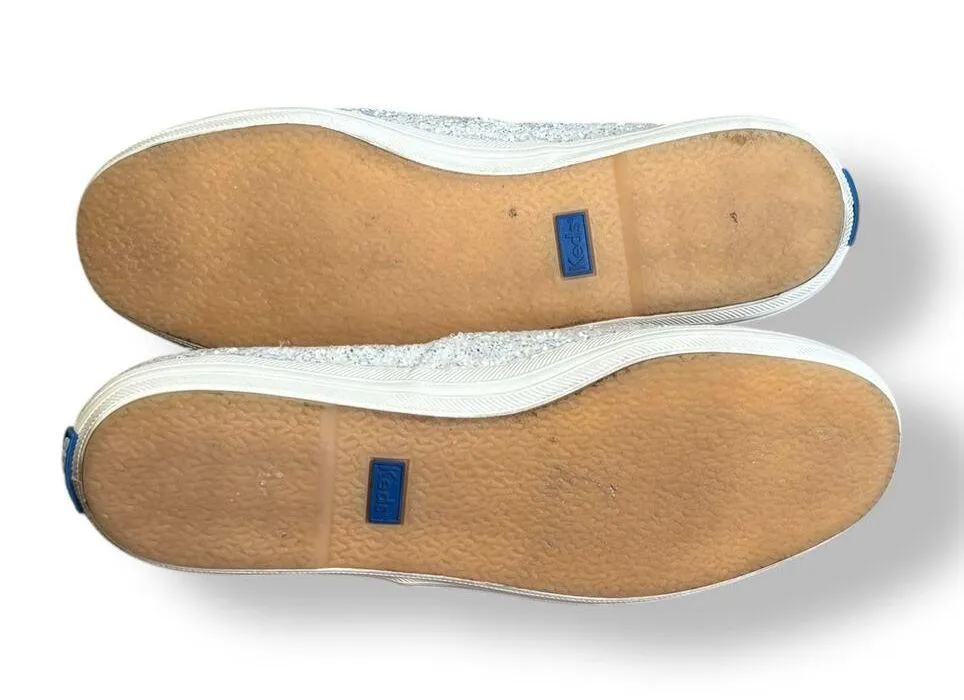 Keds x Kate Spade New York Champion Glitter Sneakers Silver White Sparkle Size 8 - Image 5