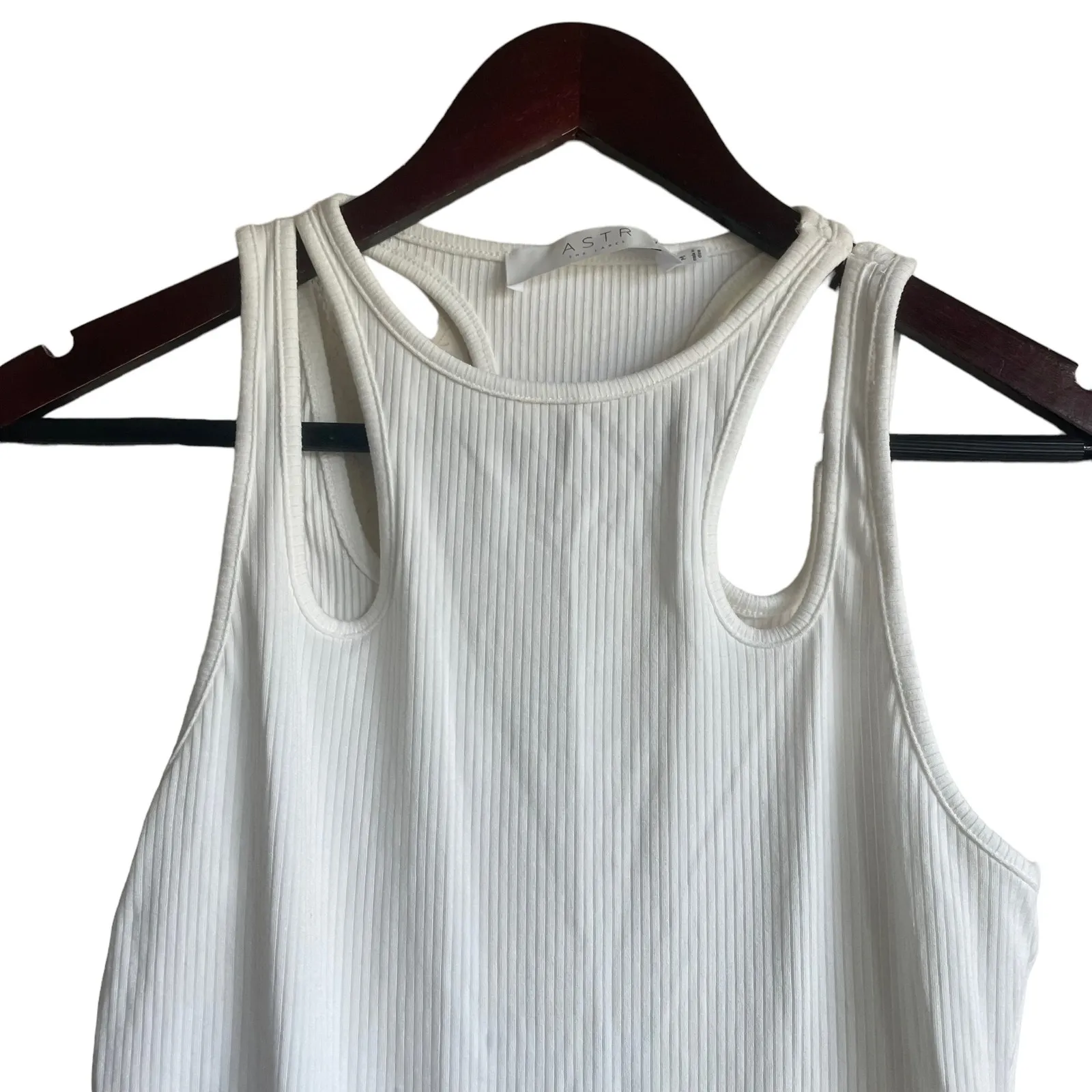 ASTR Women Tank Bodysuit M Ivory Cutouts Ribbed Flirty Y2k Neutral Festival NEW‎ - Image 9