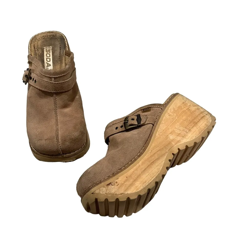 Vintage Rare Soda Suede Mega Chunky Platform Mules - Image 2