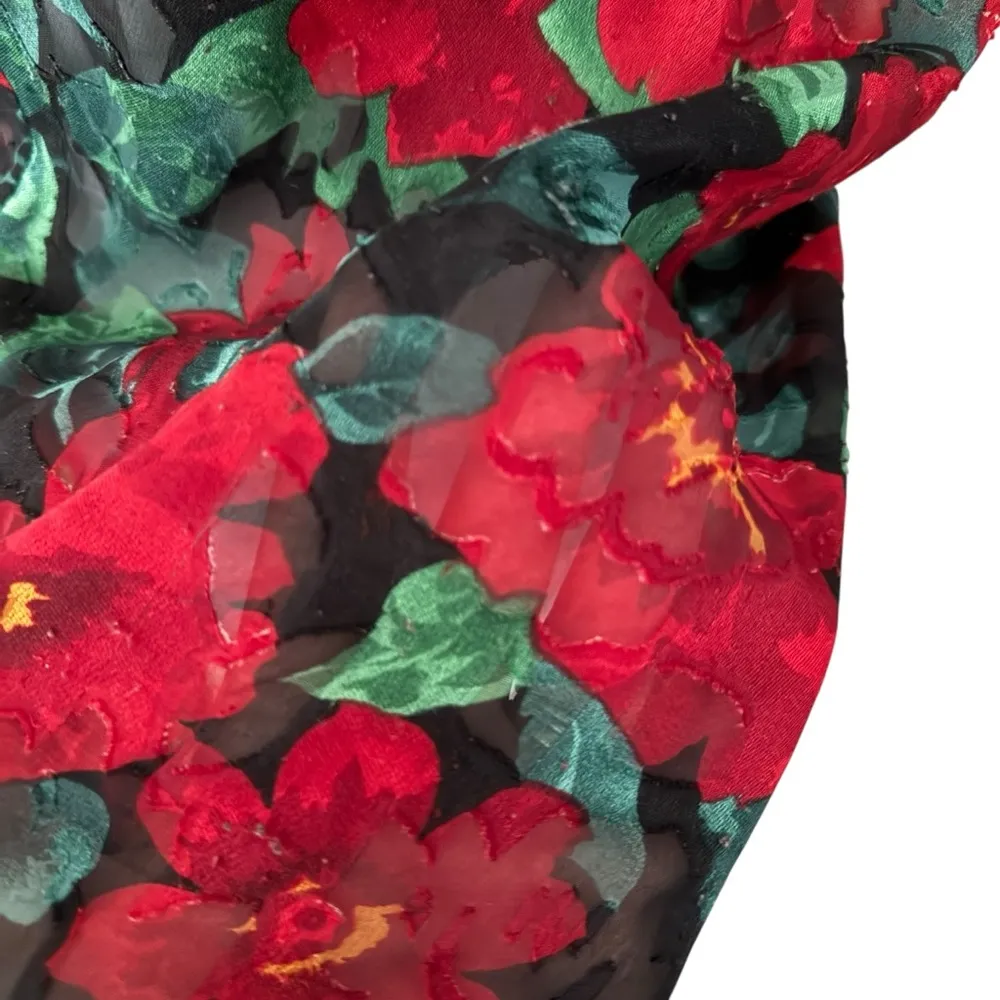 Victoria's Secret Gold Label Red Black Floral Chemise Slip Dress Open Back Small - Image 8