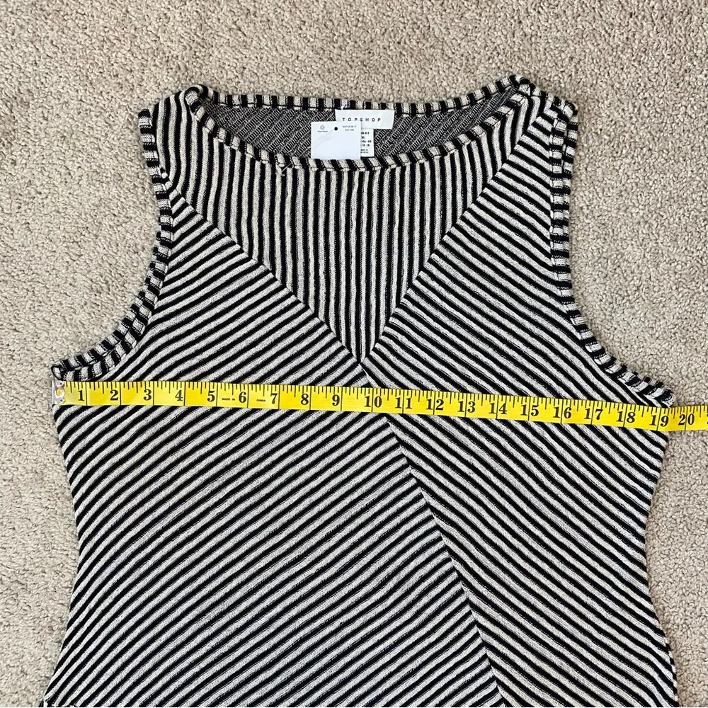 Topshop Curve Stripe Panel Knit Tank Dress Black White 16-18 - Image 7