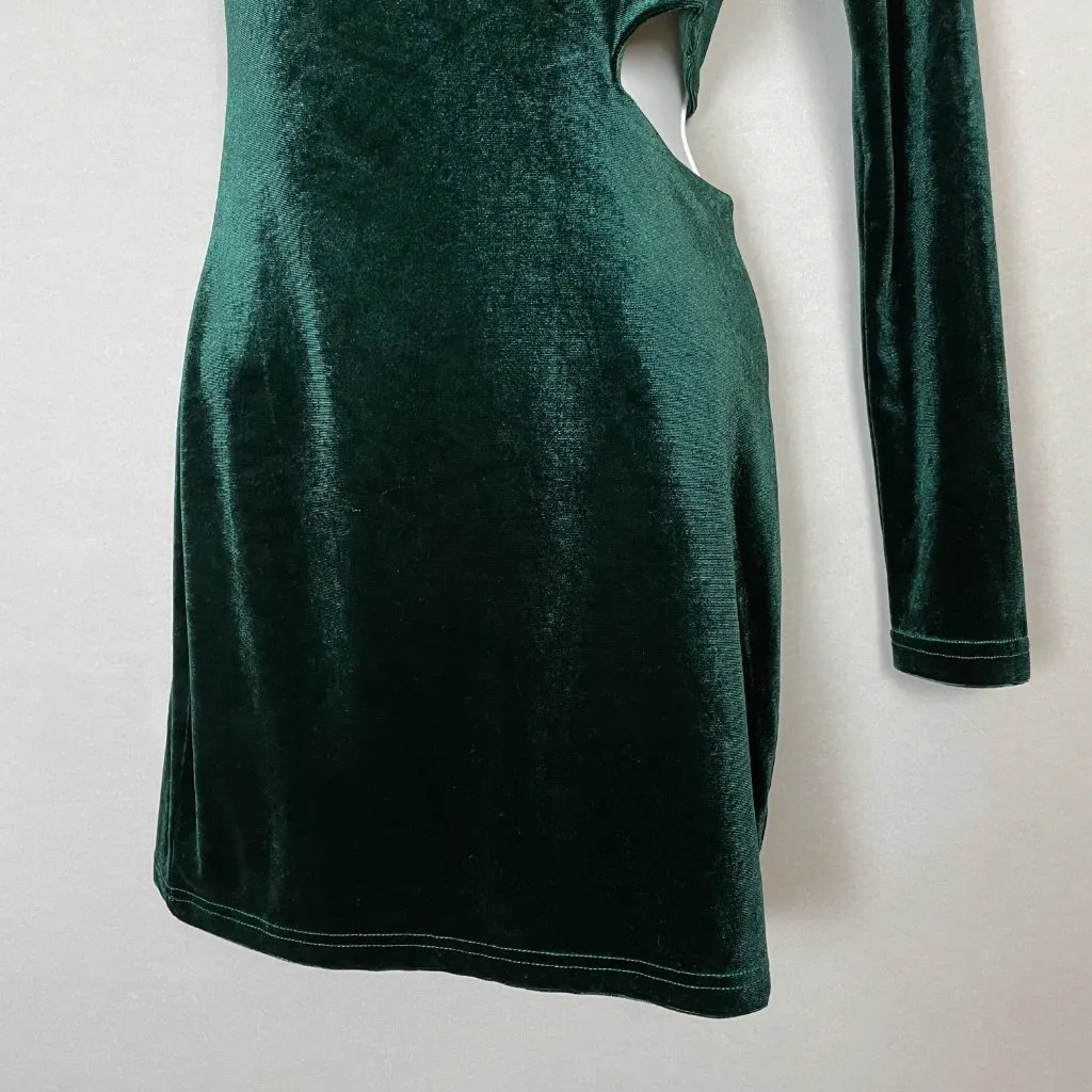 Altar'd State Serena Dress Green Velvet Cut Out Waist One Long Sleeve Mini Small - Image 9