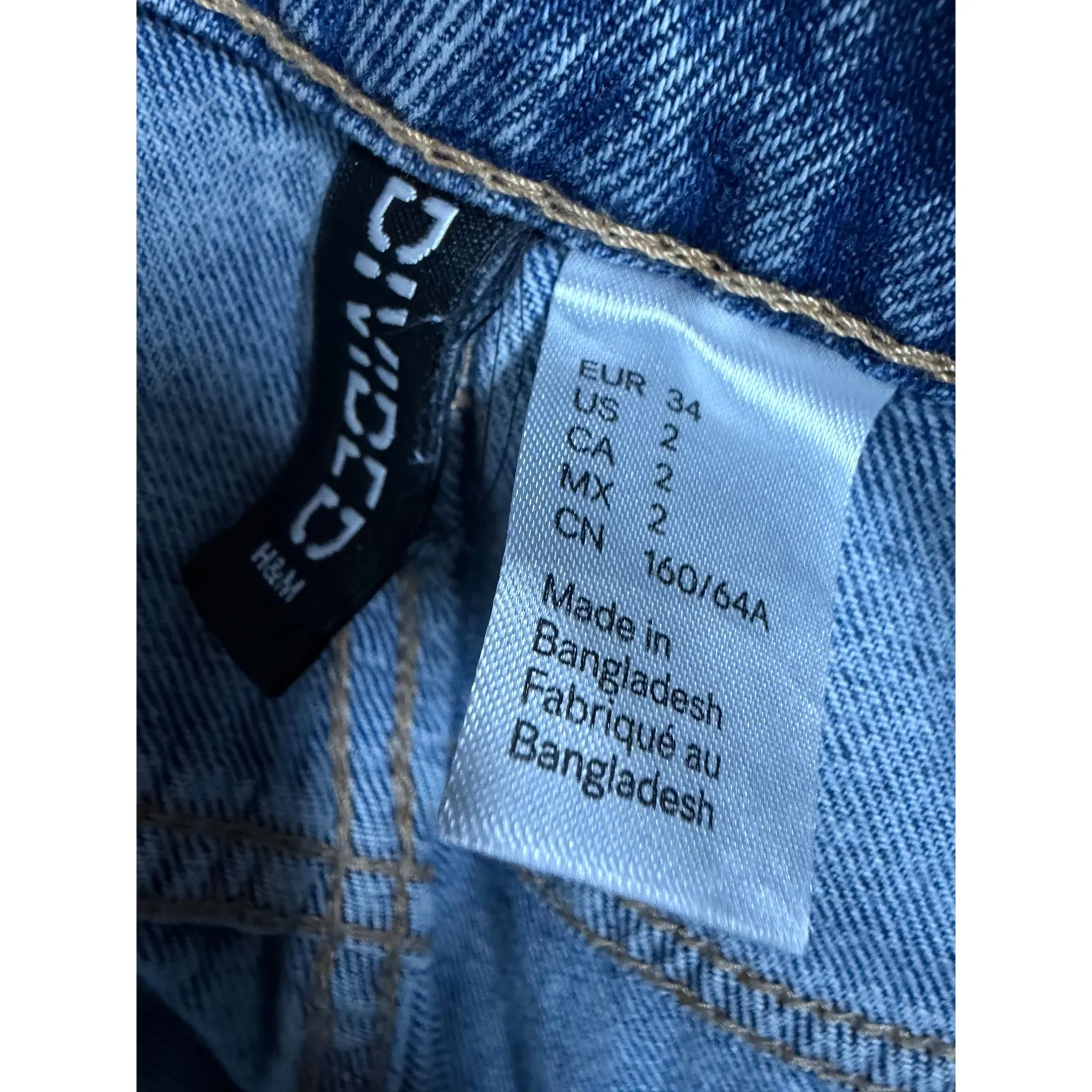 H&M 90's Baggy High Waisted Wide Leg Cargo Jeans Light Wash Size 2 Grunge Retro - Image 5