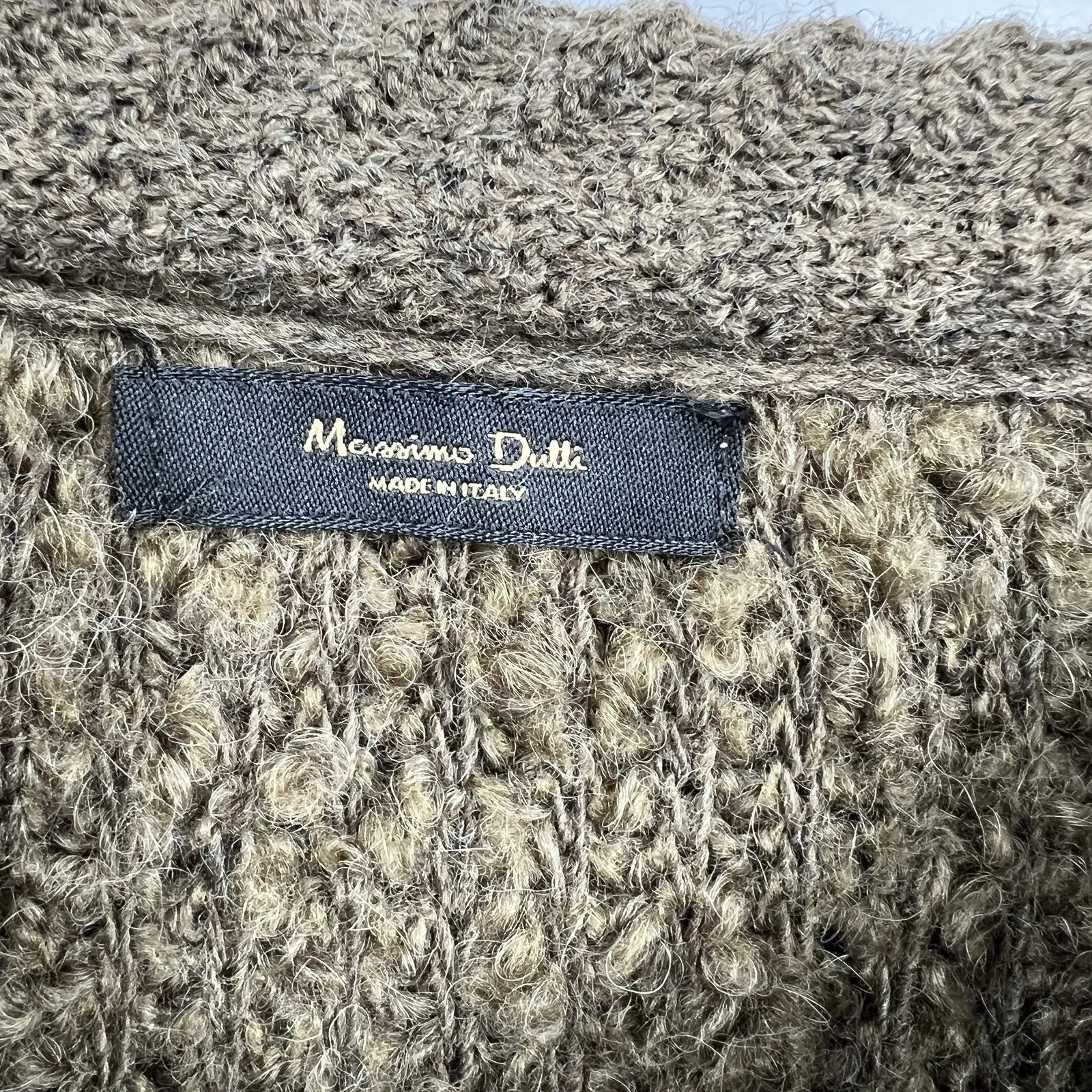 Massimo Dutti Wool Alpaca Boucle Cardigan Women's Small Olive Green Chunky Cozy - Image 9