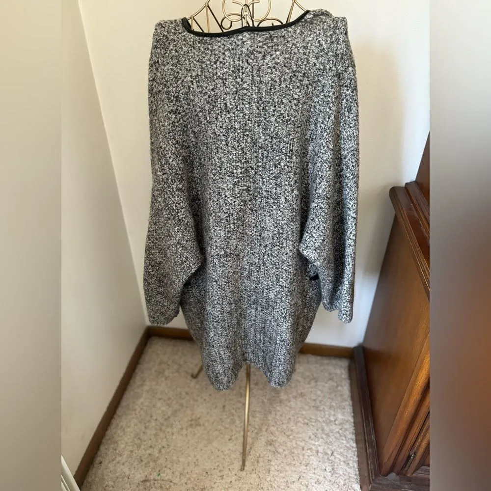 Zara black & white open jacket faux leather trim pockets size S 6873/129/064/S - Image 12