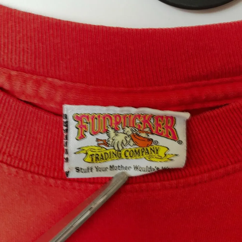 Fudpucker Tongue Twister T Shirt Vintage 90s Red Small S Graphic Tee Long Sleeve - Image 4