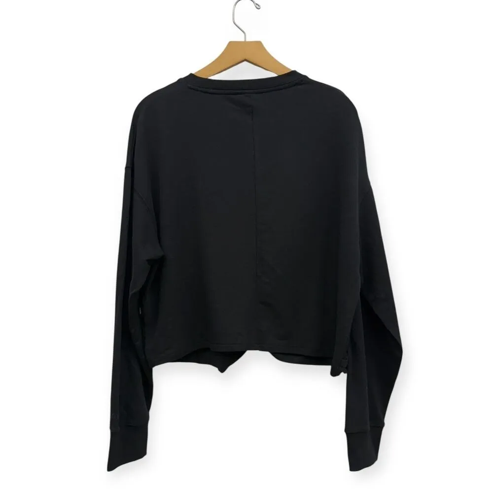 TenTree Black Twisted Front Long Sleeve Crew Neck Cropped Sweatshirt size Large - Image 6