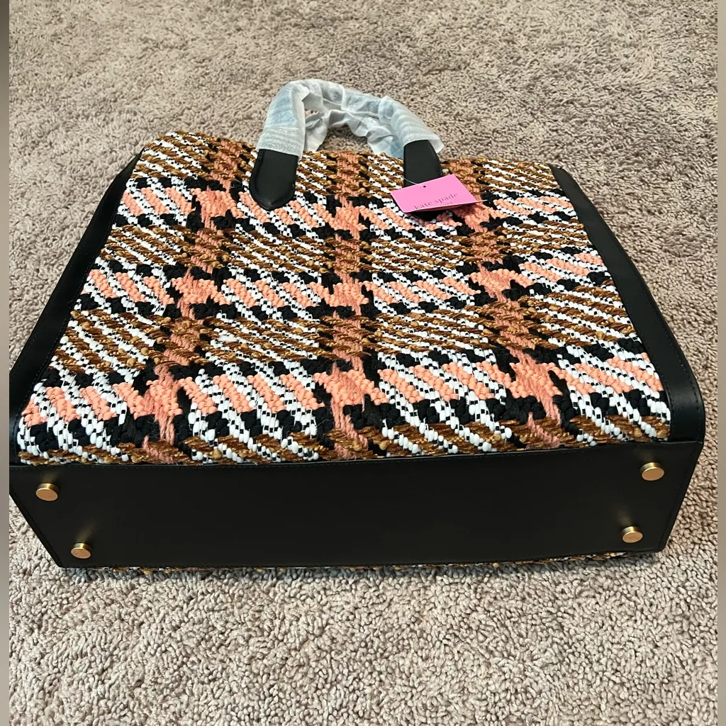 Kate Spade Manhattan Plaid Check Large 2Way Tote Bag Check - Image 5