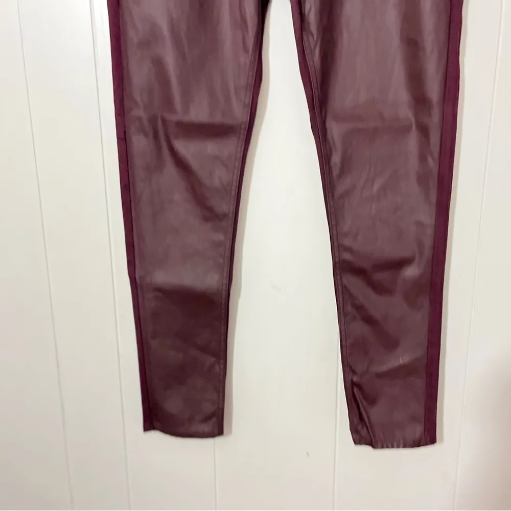 Levi's 535 Super Skinny Maroon Faux Leather Front Denim Pants Size 31 - Image 2