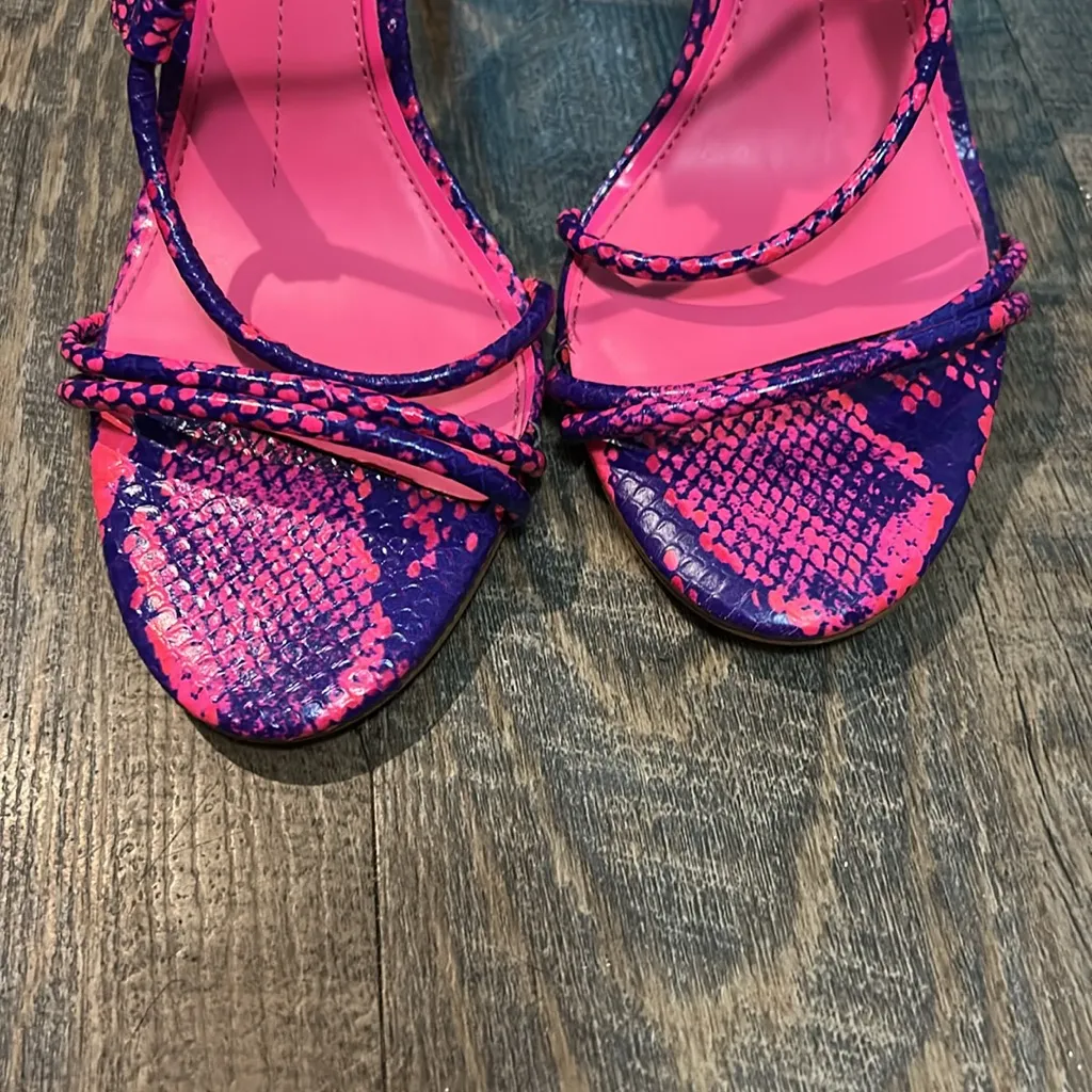 Gianni‎ Bini Womens Kameela Snake Print Heels Strappy Leather Pink Purple 8.5 - Image 6