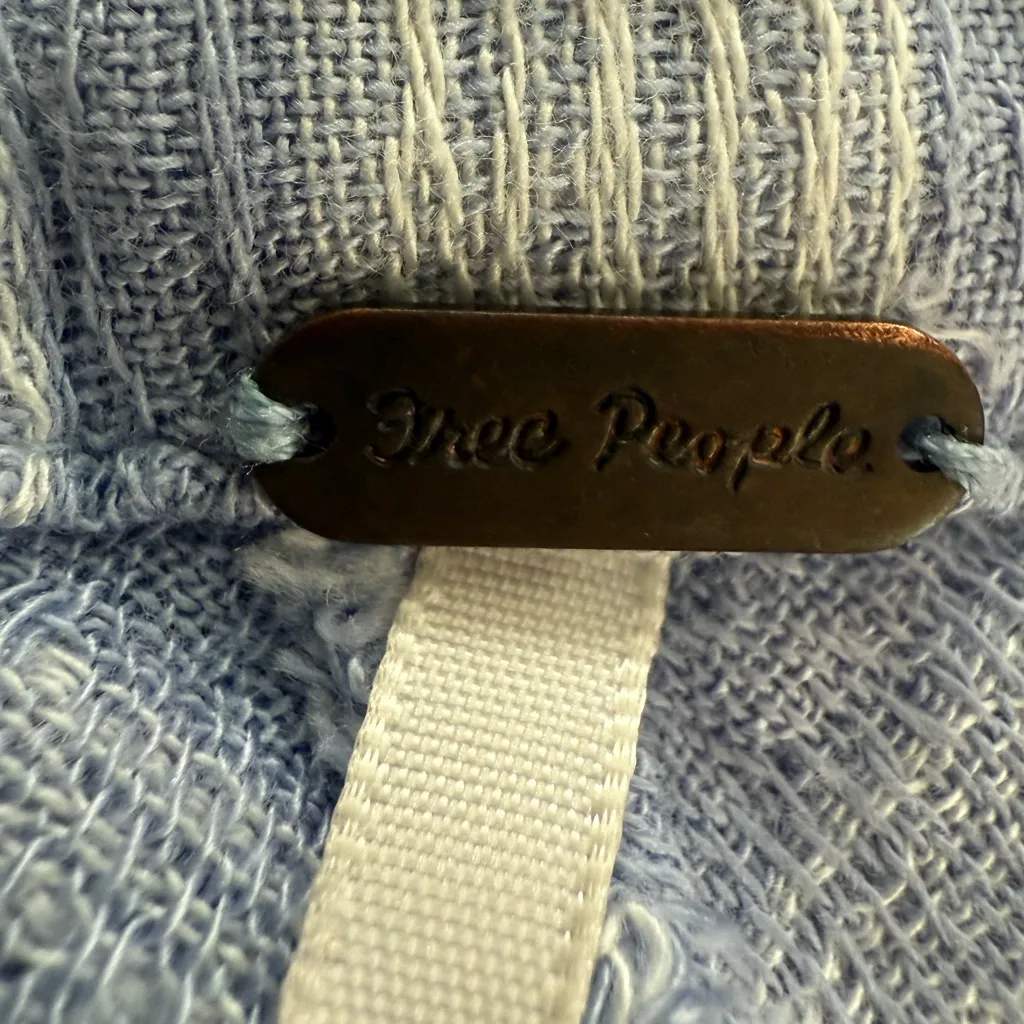 Free People Blue and White Striped Blouse - Image 4