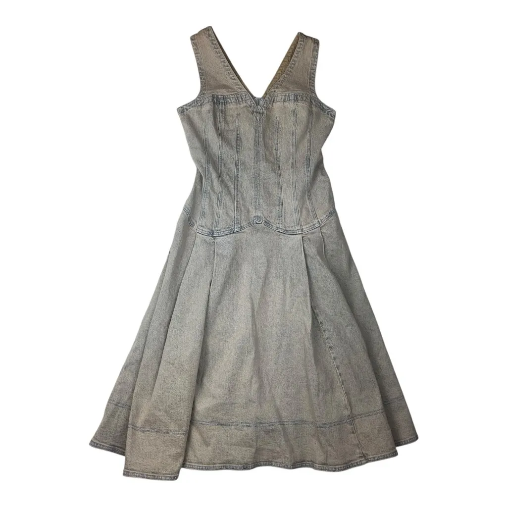 Pilcro size medium denim corset midi dress light wash drop waist - Image 2