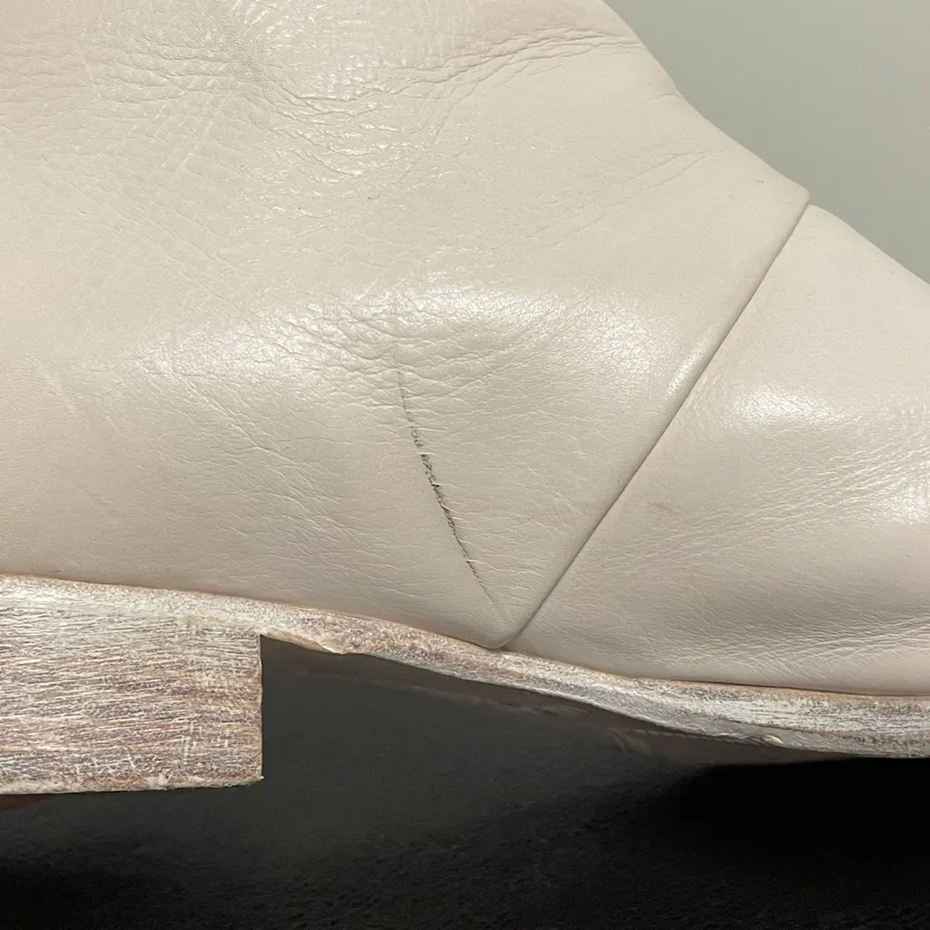 Alberto Fermani Off White Zip Up Bellina Ankle Pointed Toe Booties 38.5 Leather Size 7.5 - Image 13