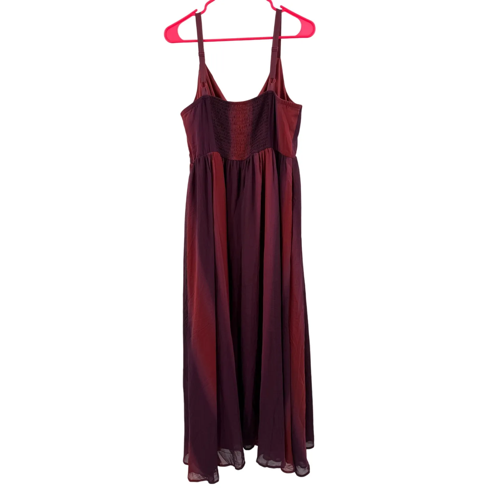 Torrid Dress Size 12/Large/0 NWT Maxi Chiffon Pleated Burgundy Ombre Curvy - Image 4