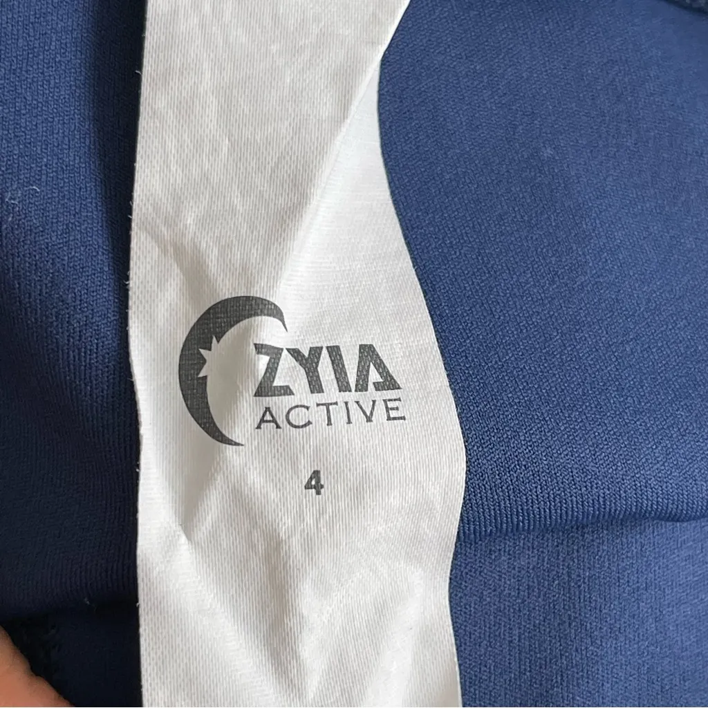 Zyia Distressed Blue Ankle Cinch High Rise 7/8 Leggings Women’s Size 4 Athletic - Image 10