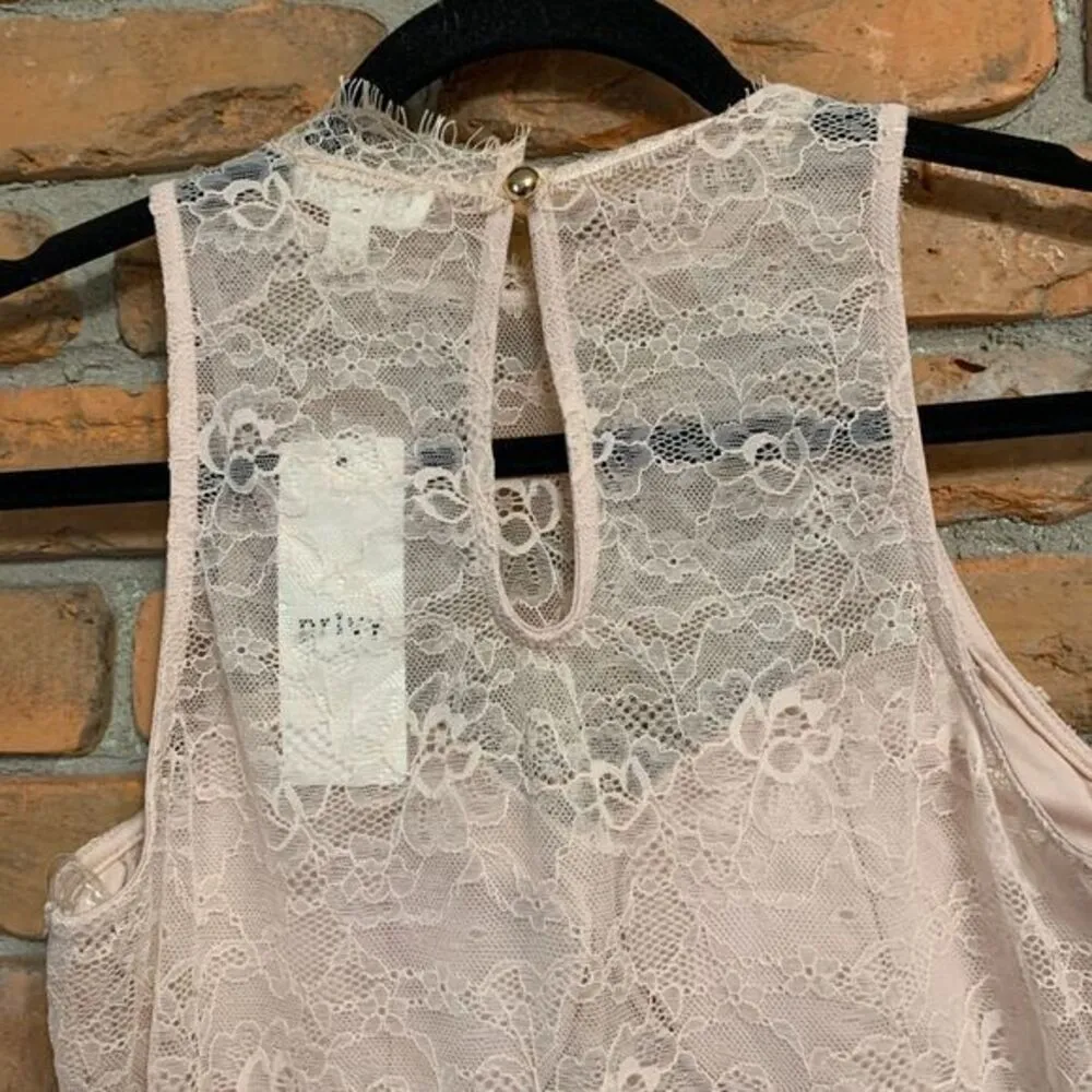 Privy Bodysuit Womens Medium Pink Lace High Neck Corset Bodysuit Bustier Top NWT - Image 6