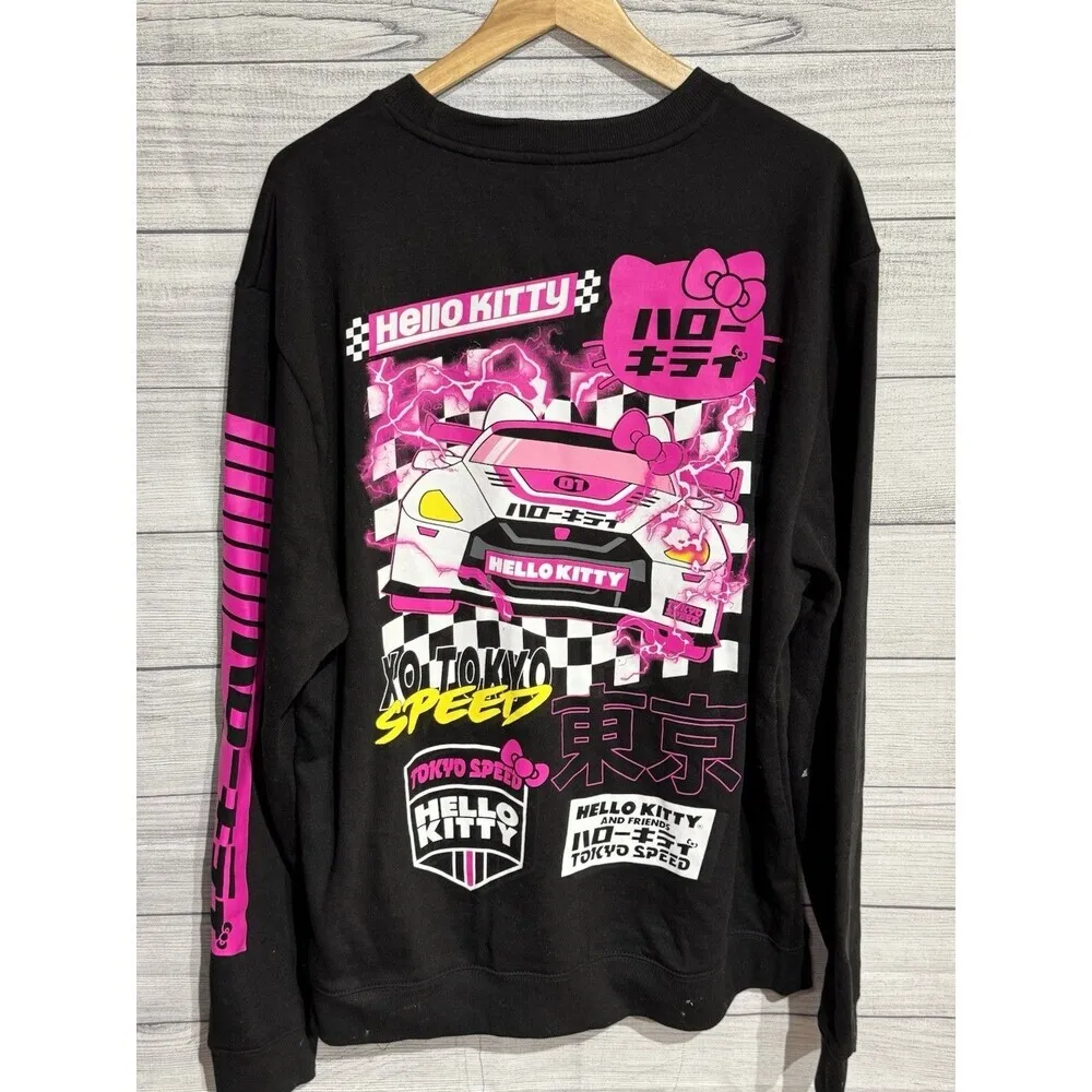 Sanrio HELLO KITTY AND FRIENDS TOKYO SPEED Pullover SWEATSHIRT Black XL - Image 2