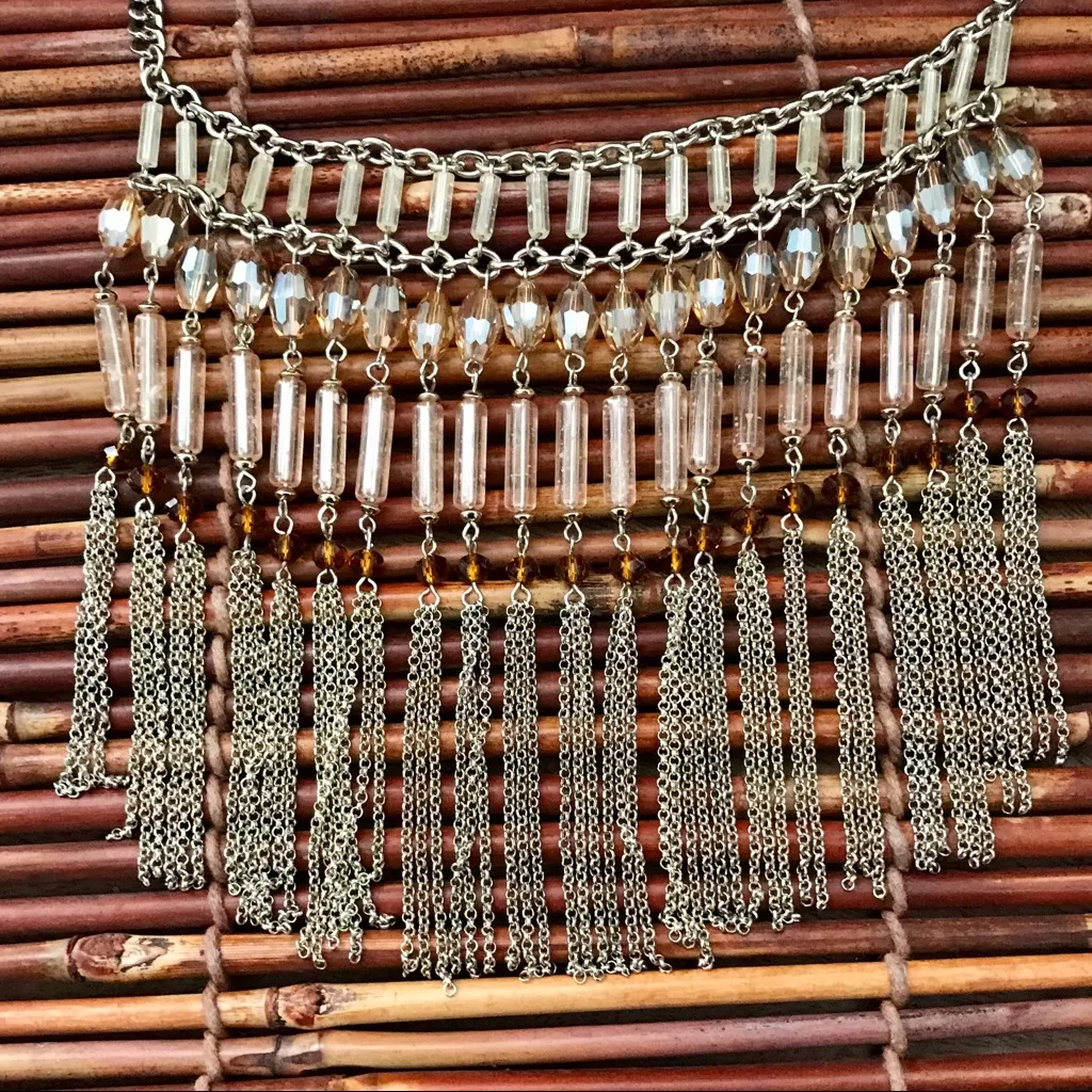 Chico’s Tassel Bibb Necklace Glass Beading - Image 4