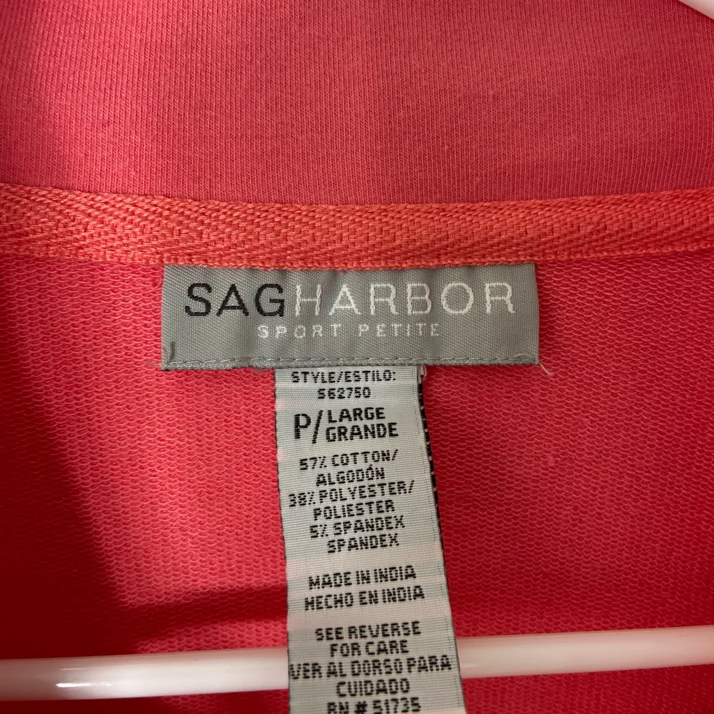 EUC Vintage Sag Harbor women’s pink full zip front collar pocket sweatshirt LP - Image 4