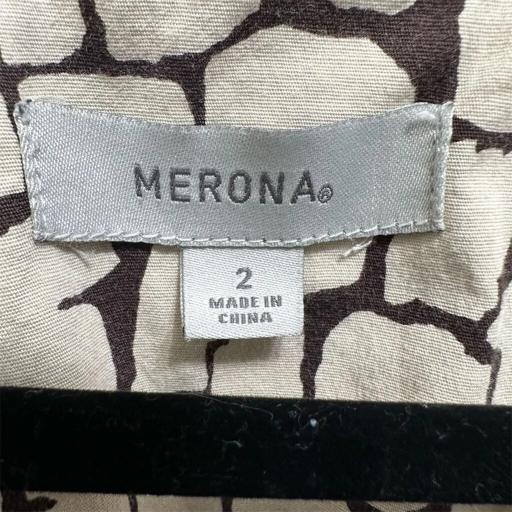 Merona Women's M Cotton‎ Safari Giraffe Print Midi Shirtdress Beige Short Sleeve - Image 5