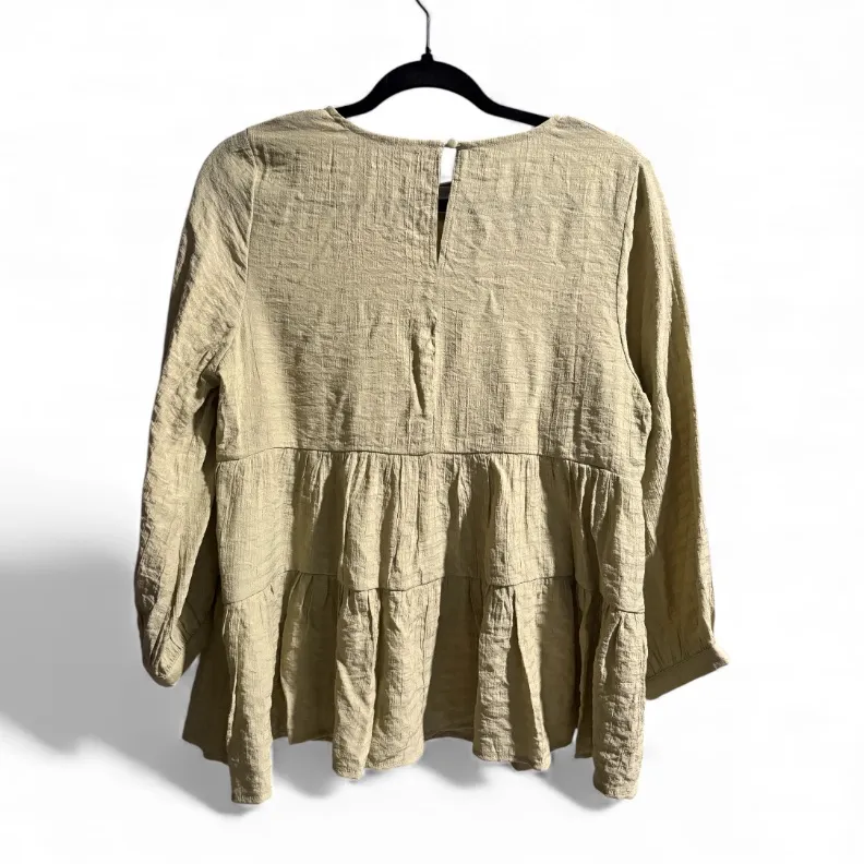 Davi & Dani Sage Green Baby Doll 3/4 Sleeve Oversized Blouse - Size Small - Image 2
