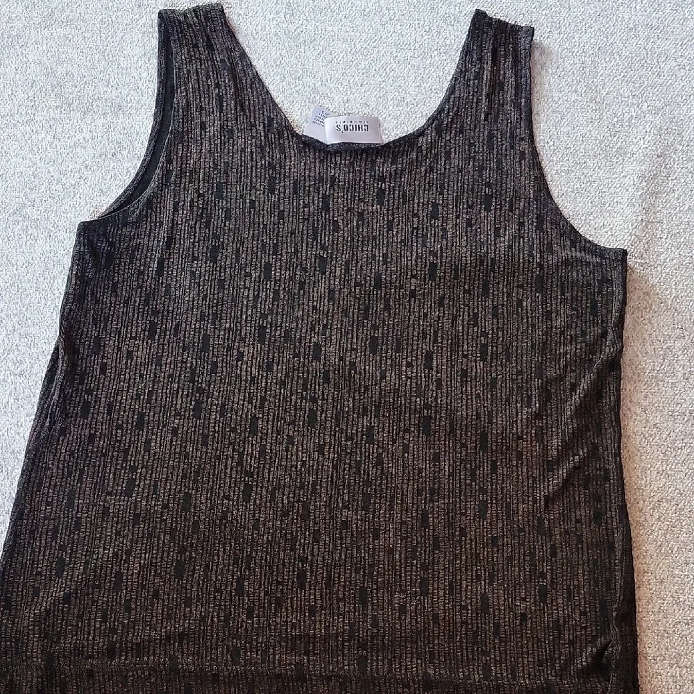 CHICOS  Black Shimmery Tank Top Size 3 - Image 2
