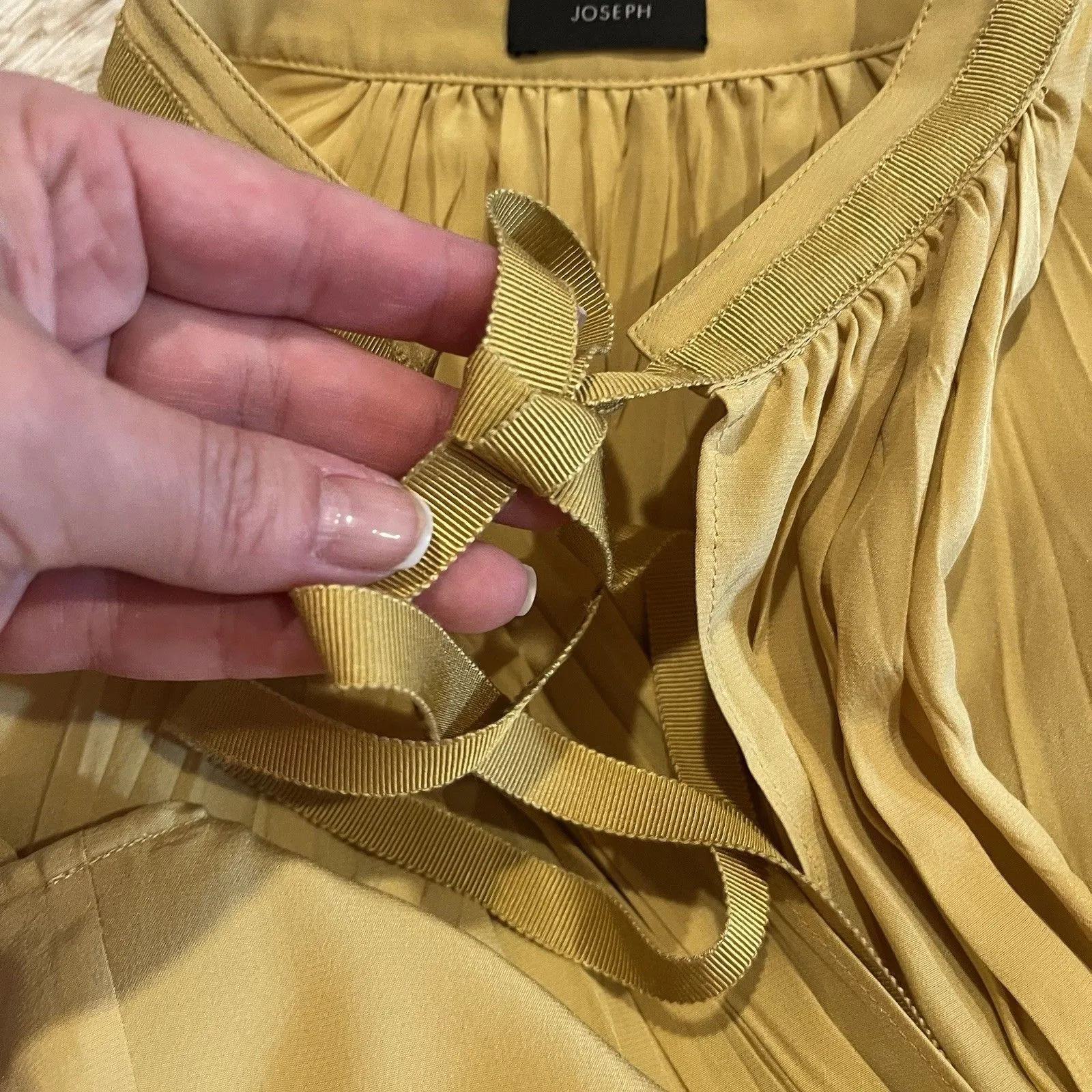 Joseph Silk Crepe Dress Women’s US 6 Sleeveless Button Up 38 FR Mustard Yellow - Image 15