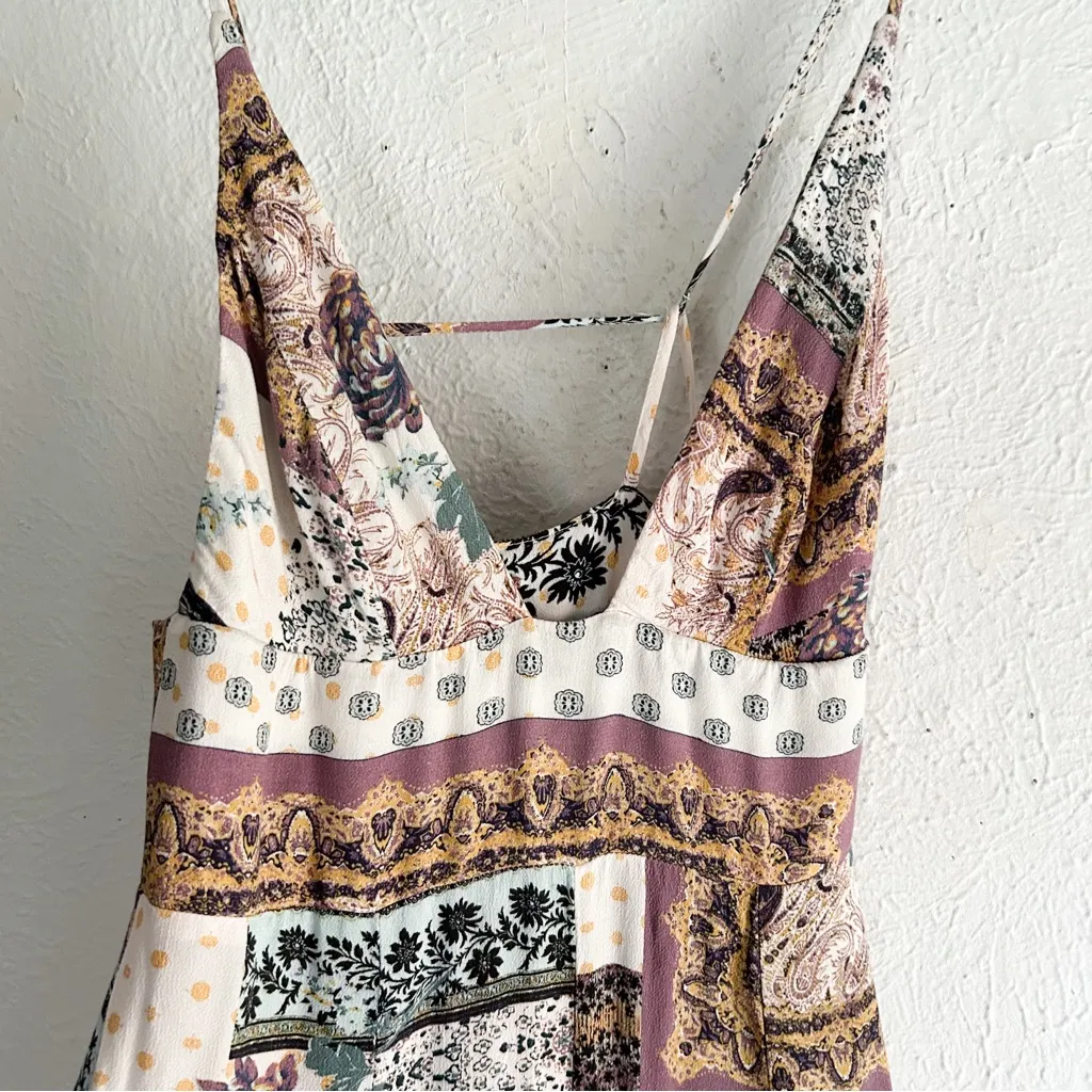 Free People Margarita Patchwork Wide Leg Jumpsuit Boho Open Back Size 4 - Image 4