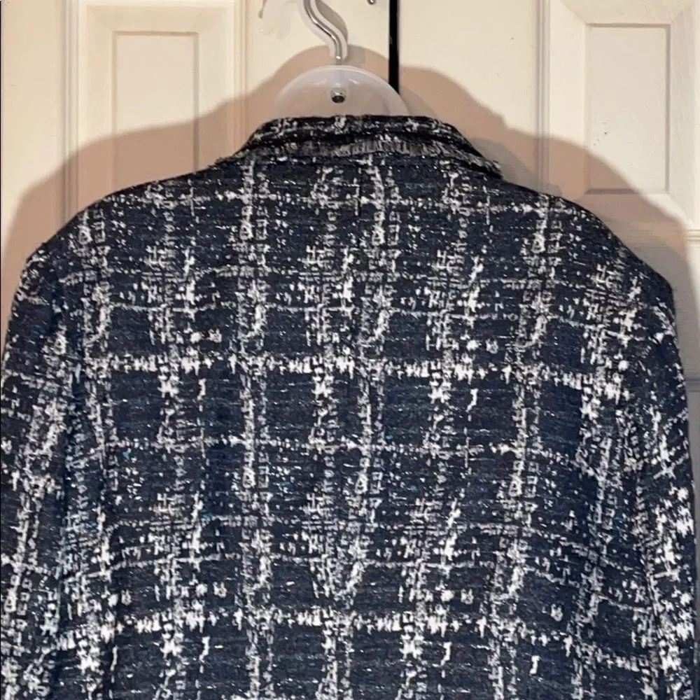 Chico's Gray Metallic Fringe Boucle Jacket 3/L - Image 10