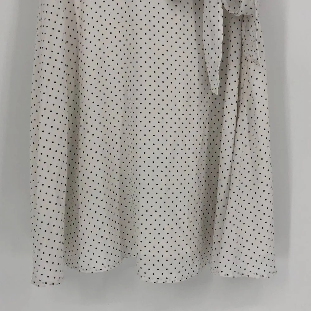 19 Cooper White Polka Dot Faux Wrap Dress Flutter Sleeves size Small NWT *Flaw - Image 5
