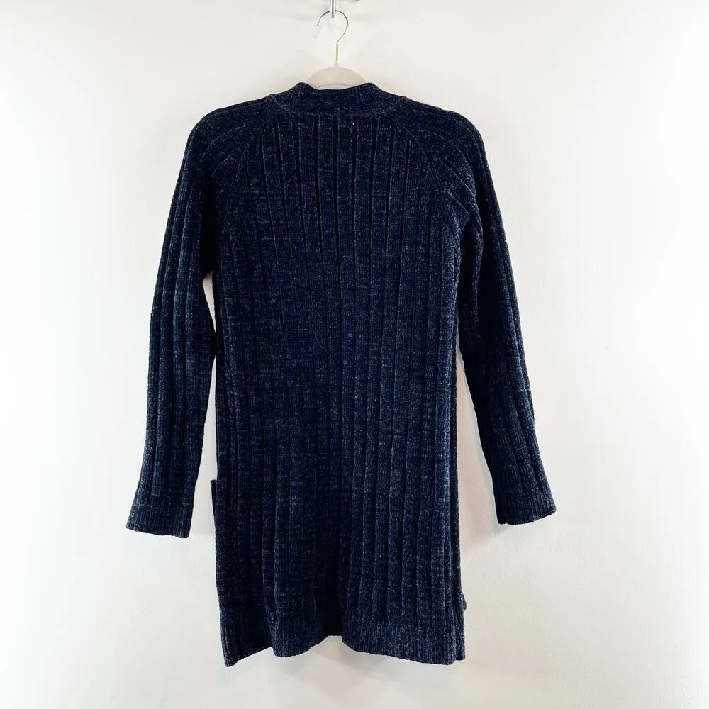 BB Dakota Ribbed Chenille Long Sleeve Duster Cardigan Black XS - Image 11