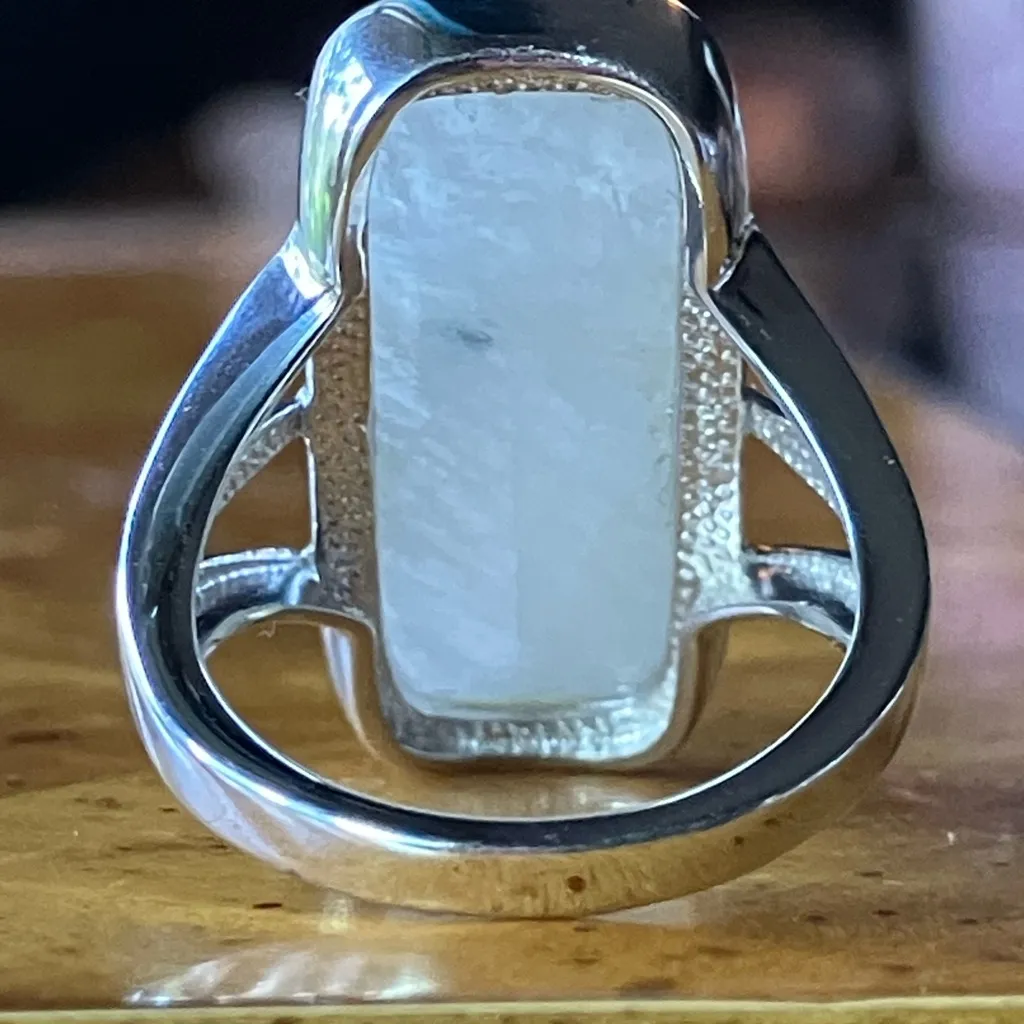 Rainbow Moonstone Sterling Silver Ring Size 6 - Image 5