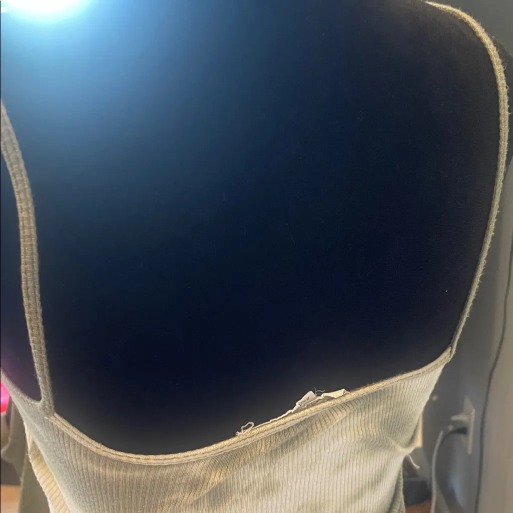 Cream & olive Tie-Dye Ribbed Crop Top - Image 2