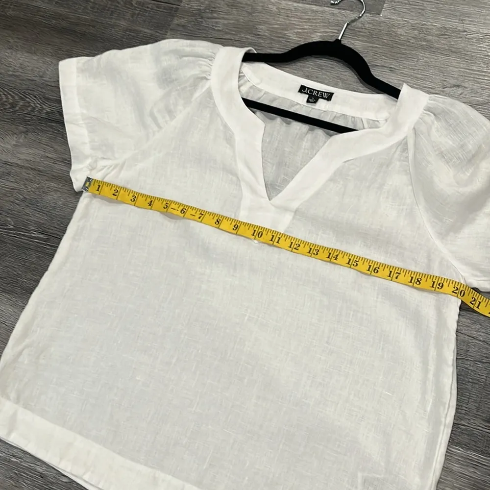 J. Crew ivory Relaxed linen Blouse b-neck with Short Sleeves - small - Image 9