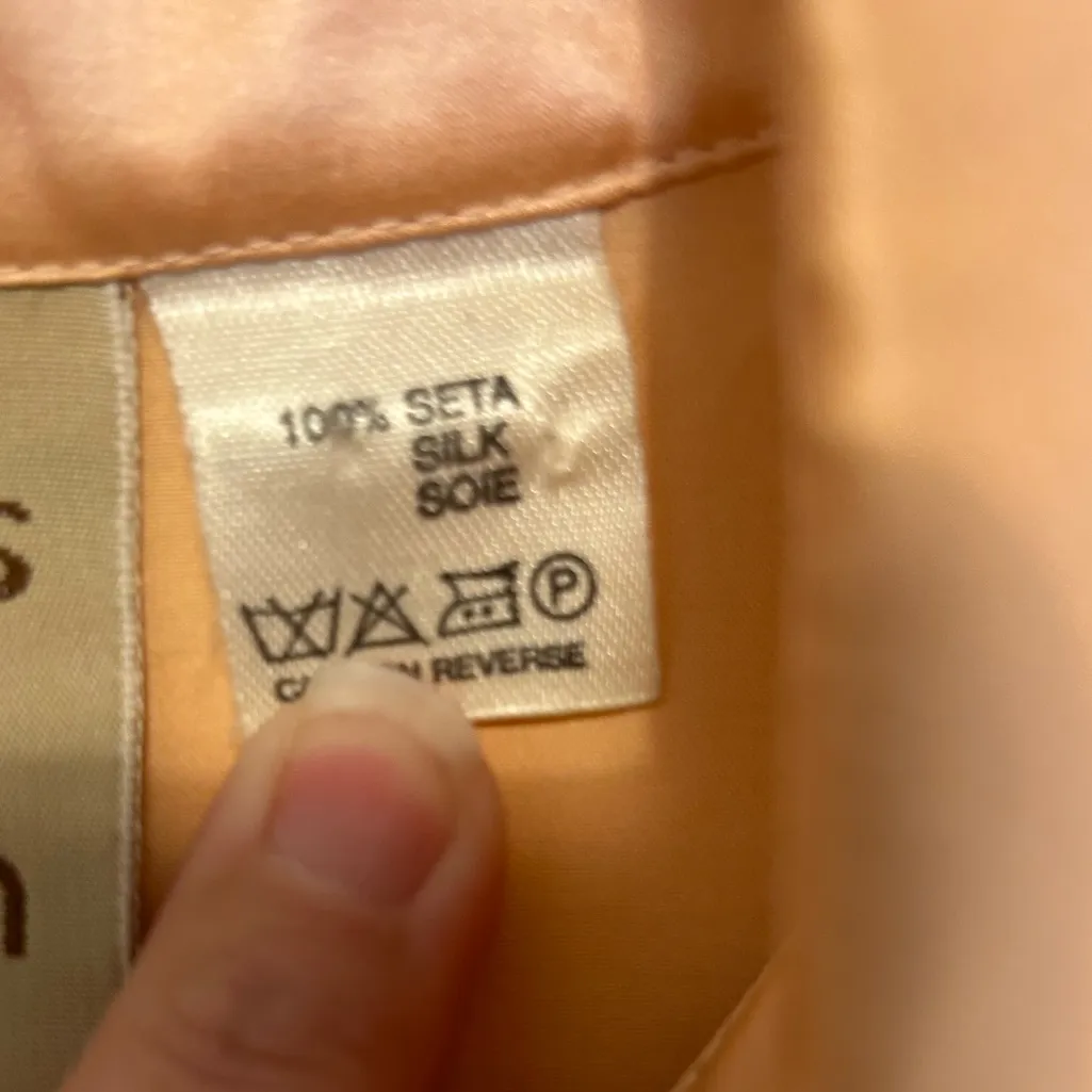 Vintage Mirrors of Krizia 100% Silk Blouse EU48 Peach Champagne Minimalist Italy Orange Size undefined - Image 4