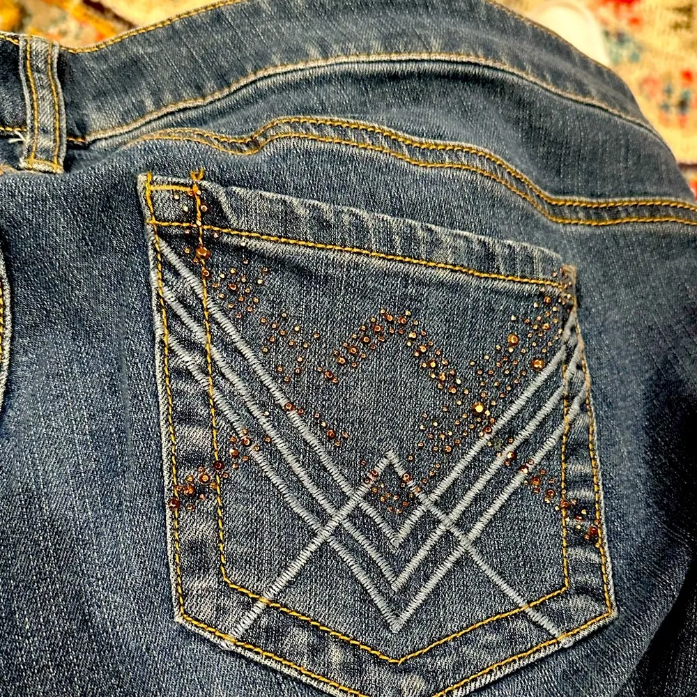 TORRID STUDDED DISTRESSED STRETCHY DENIM BLUE JEANS - Image 8