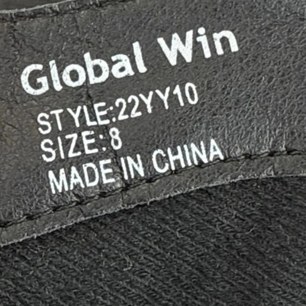 Global Win Black Faux Leather Stitch Embroidered Mid Calf Western Cowboy Boots 8 - Image 6