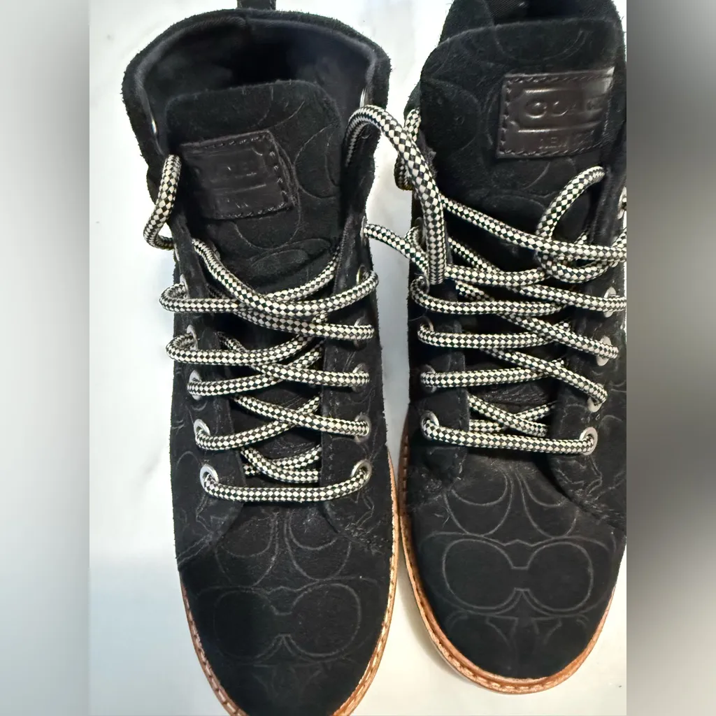 Coach Black Fabric Shoes with Checkered Laces - Image 5