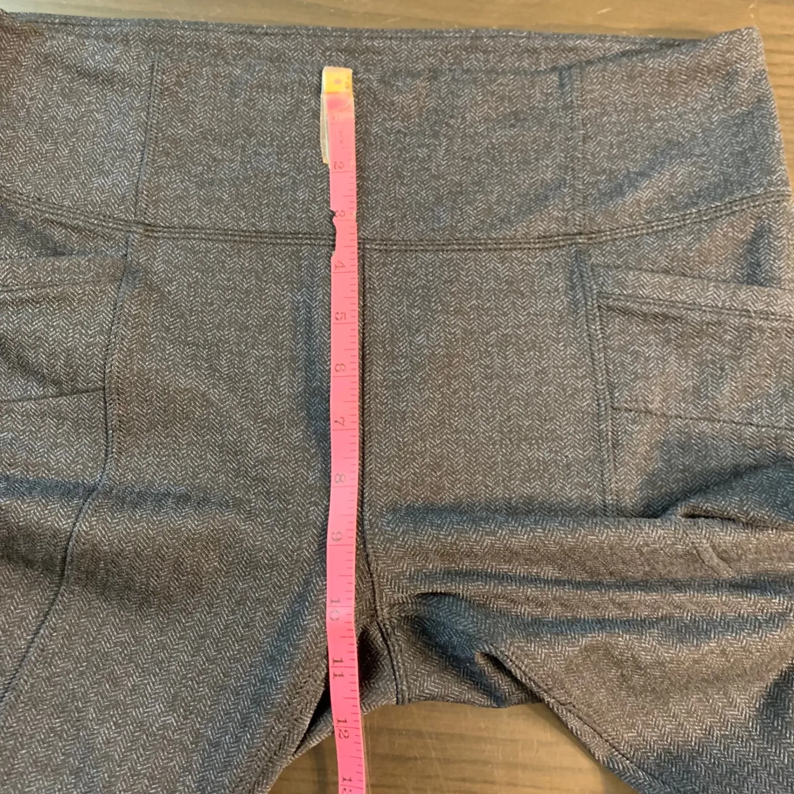 Athleta Women's Herringbone Leggings Size L High Waisted Pockets Dark Gray - Image 9