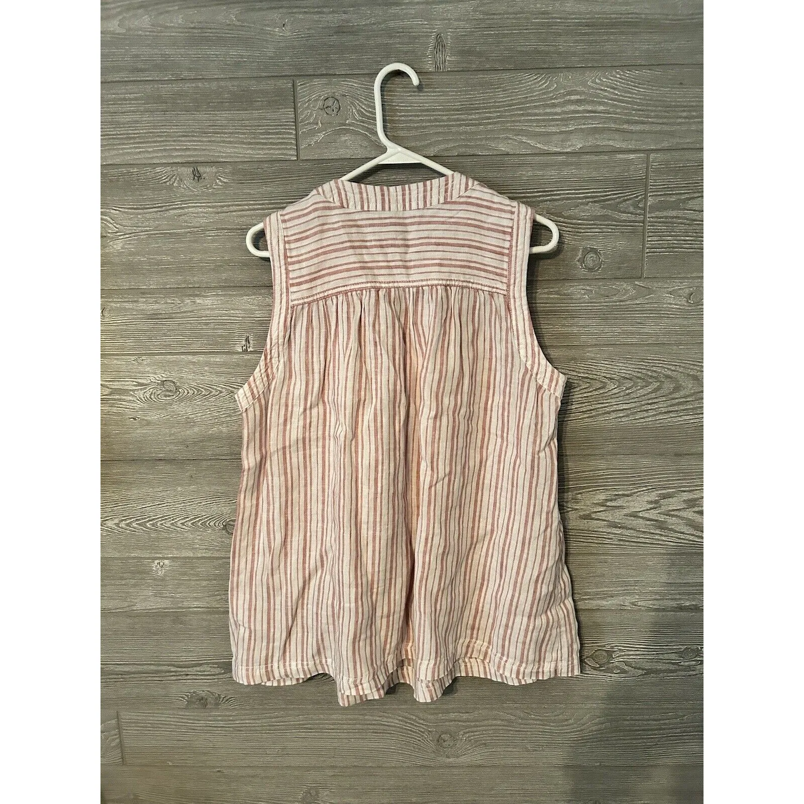 rachel zoe top 100% Linen Striped Tank Top Size Large Red And‎ White Striped - Image 3
