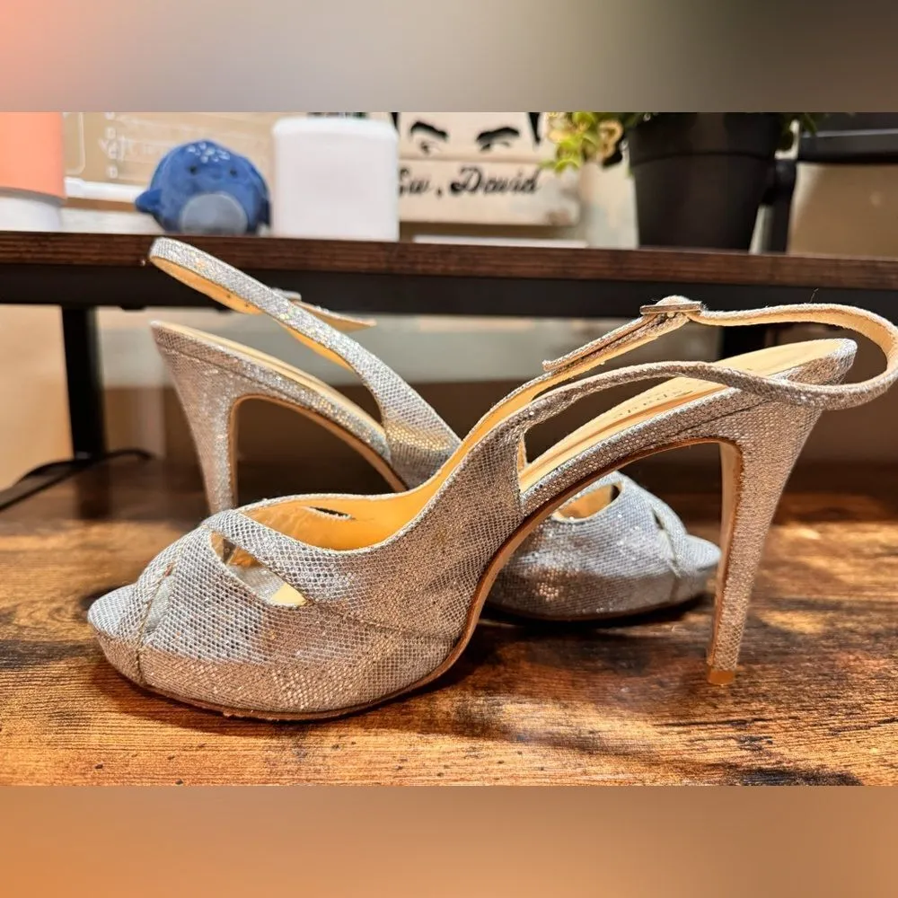 Kate Spade Strappy Silver Heels‎ Size 9 - Image 2