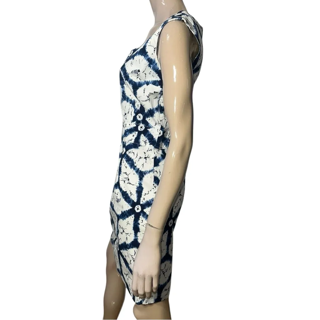Samantha S Sung Women’s Size L Blue White Todaji Print Cotton Sheath Dress Size L - Image 3
