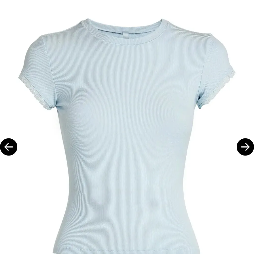 Light Blue Women's Ribbed Top - Image 4